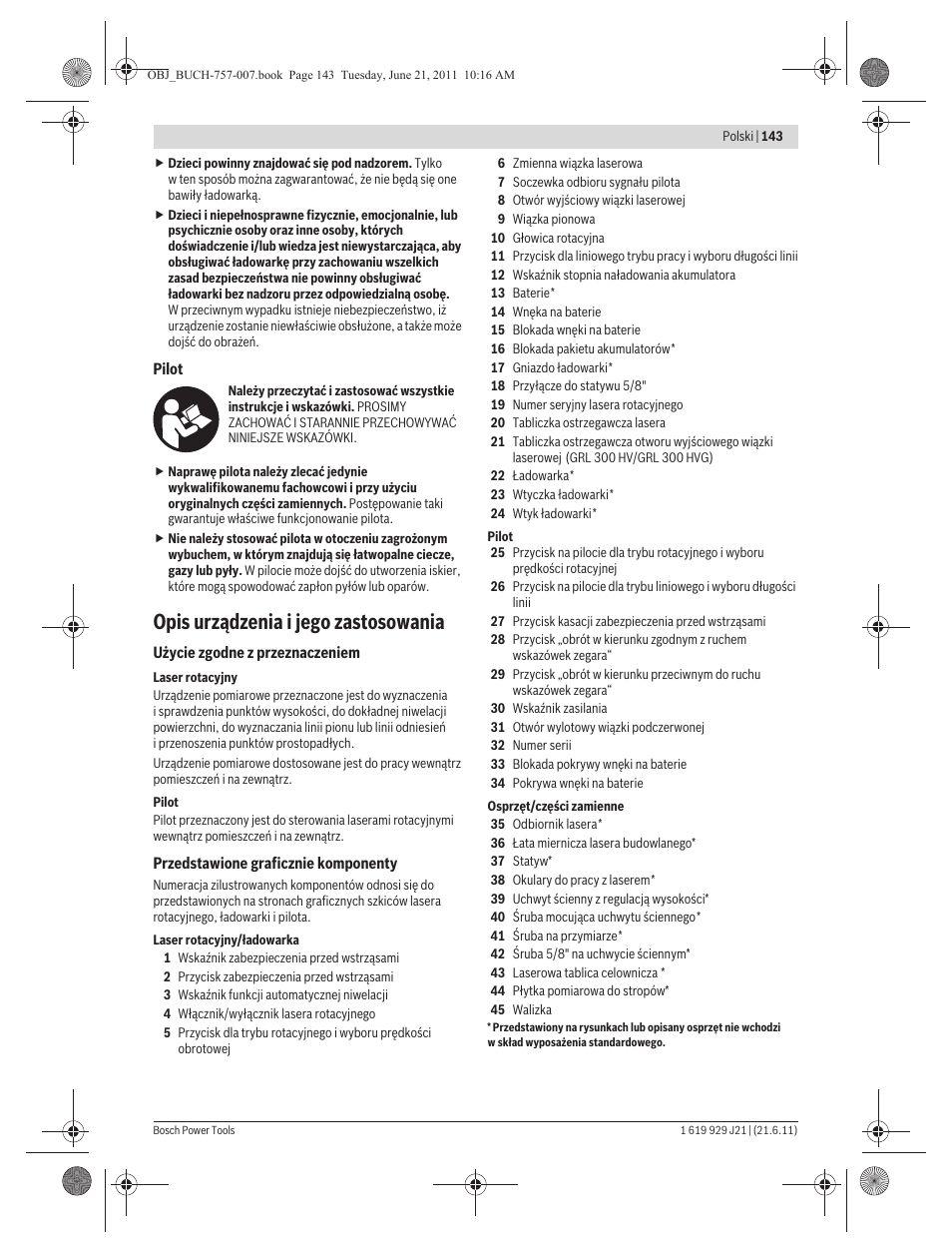 Opis urządzenia i jego zastosowania | Bosch GRL 300 HV Professional User Manual | Page 143 / 309