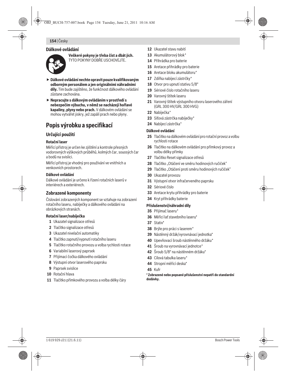 Popis výrobku a specifikací | Bosch GRL 300 HV Professional User Manual | Page 154 / 309