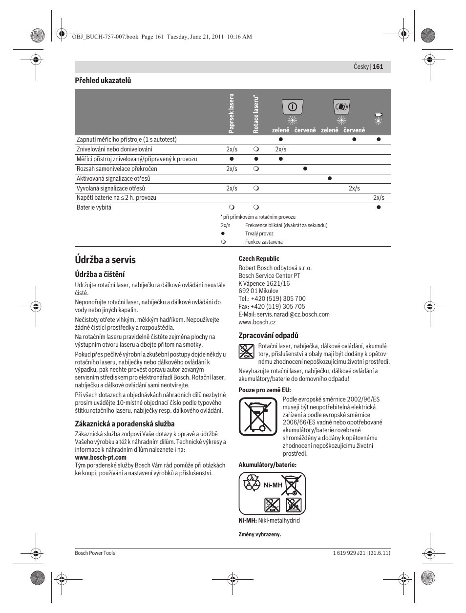 Údržba a servis | Bosch GRL 300 HV Professional User Manual | Page 161 / 309