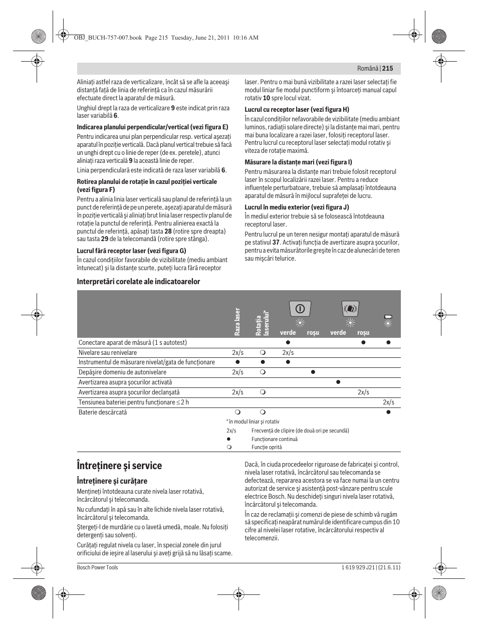 Întreţinere şi service | Bosch GRL 300 HV Professional User Manual | Page 215 / 309