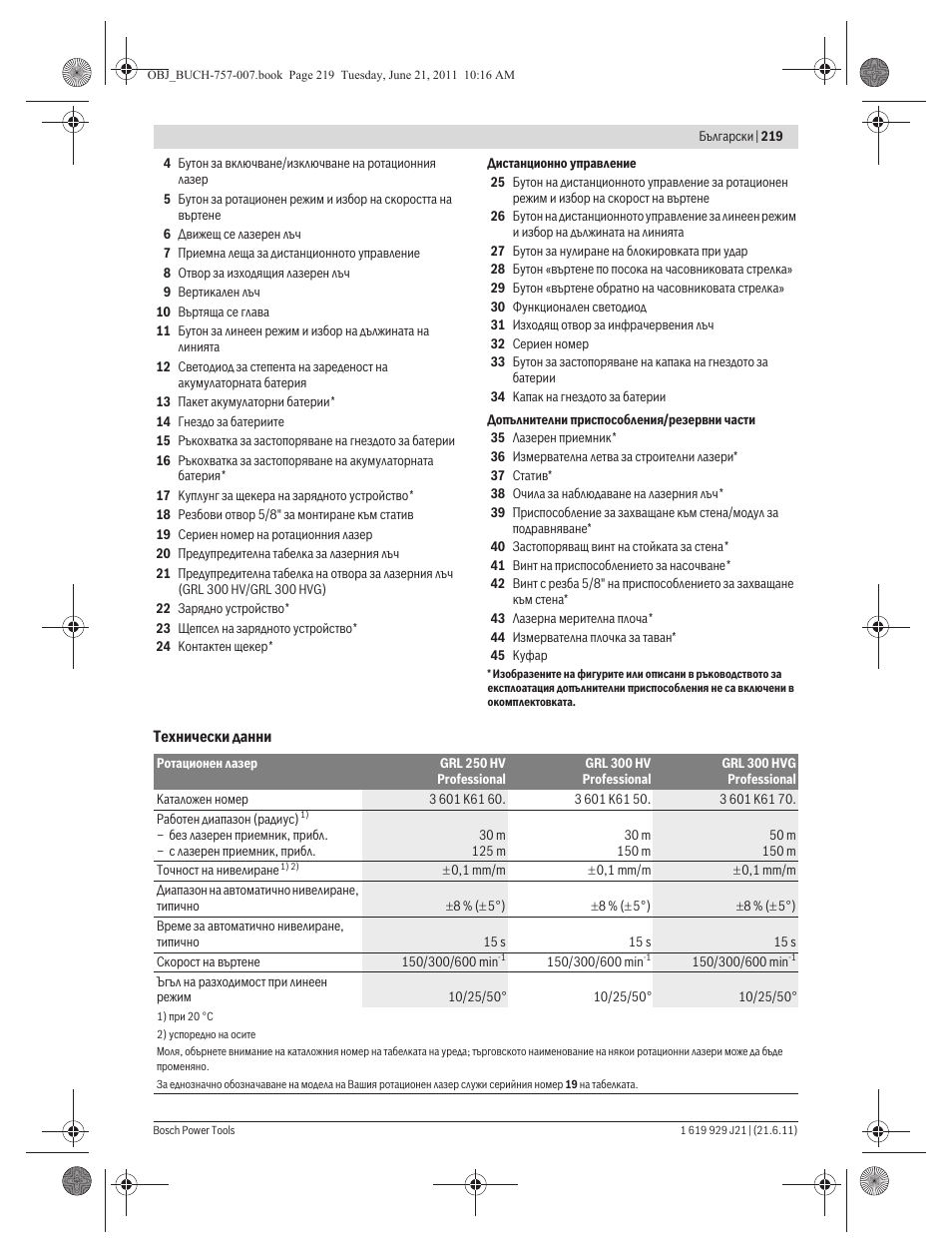 Bosch GRL 300 HV Professional User Manual | Page 219 / 309