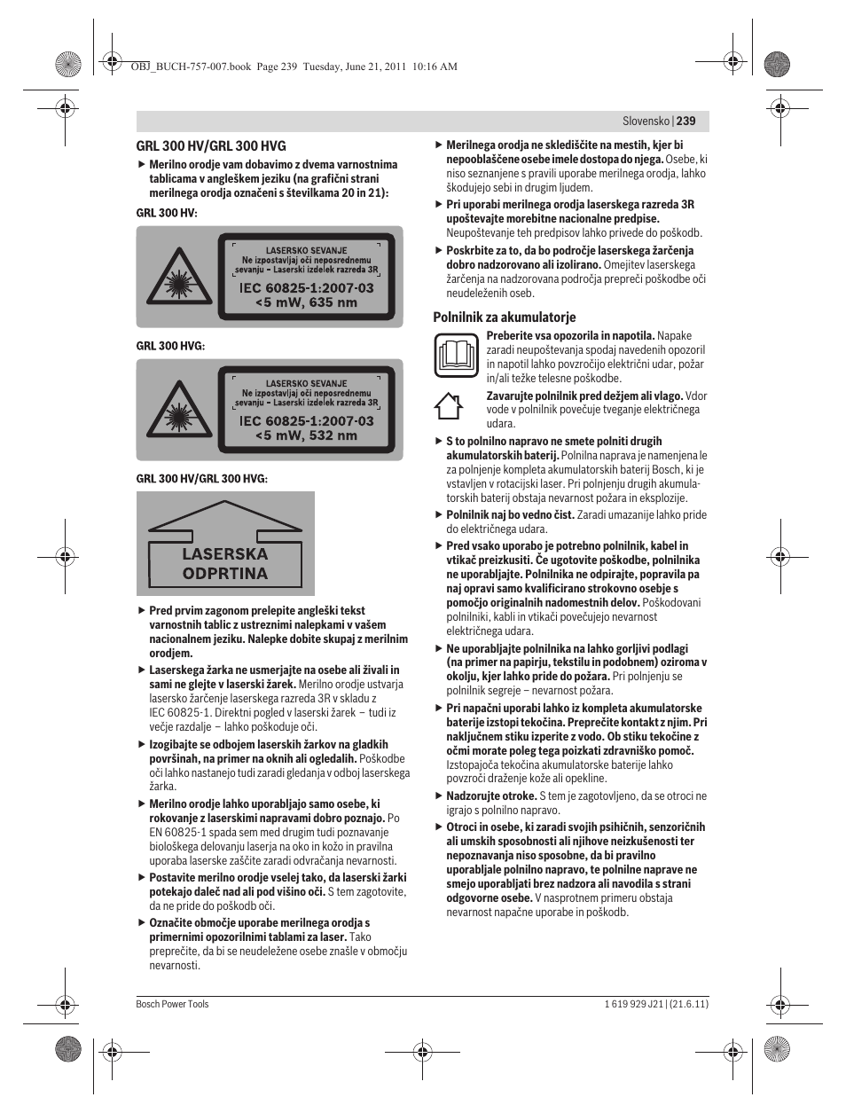 Bosch GRL 300 HV Professional User Manual | Page 239 / 309