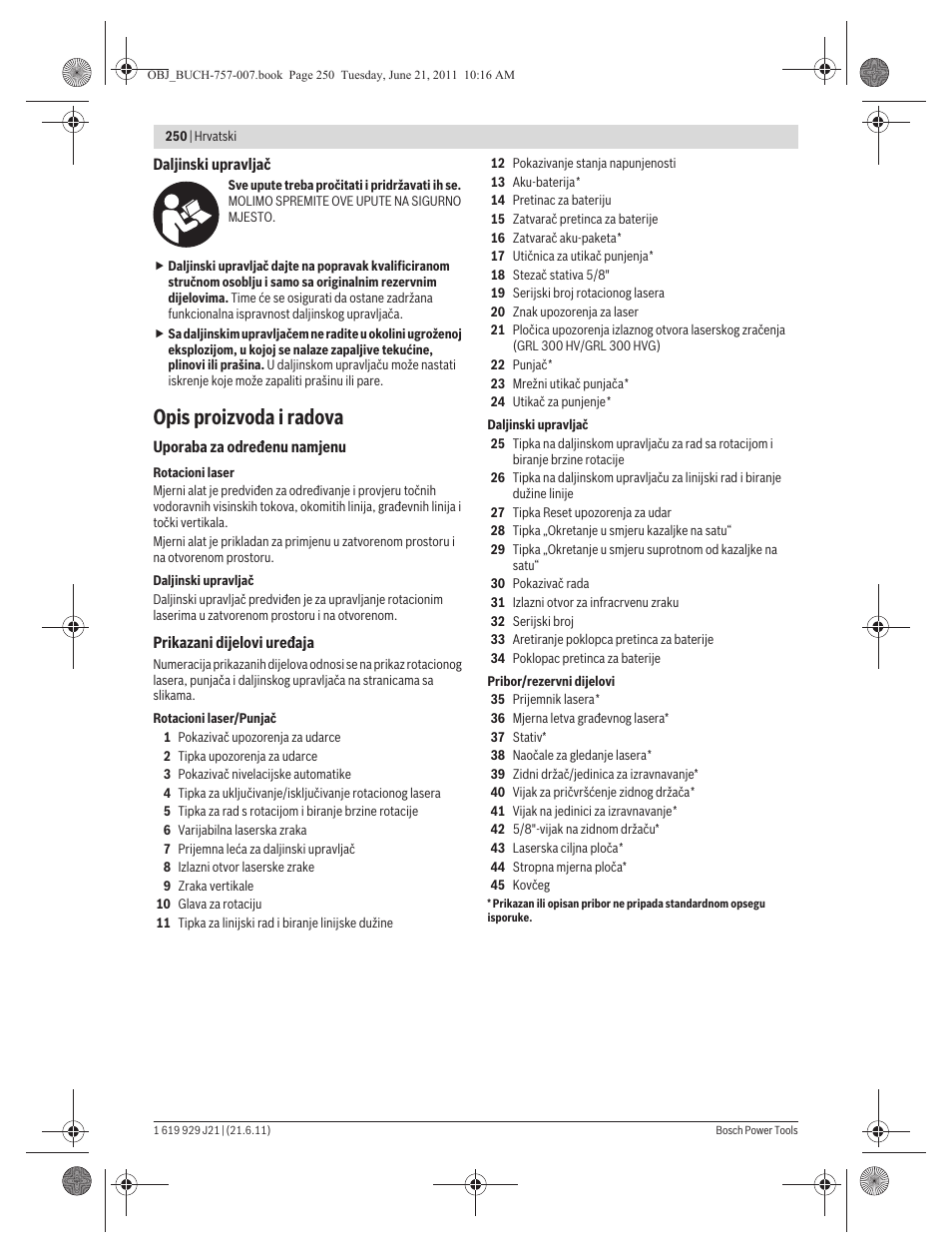 Opis proizvoda i radova | Bosch GRL 300 HV Professional User Manual | Page 250 / 309