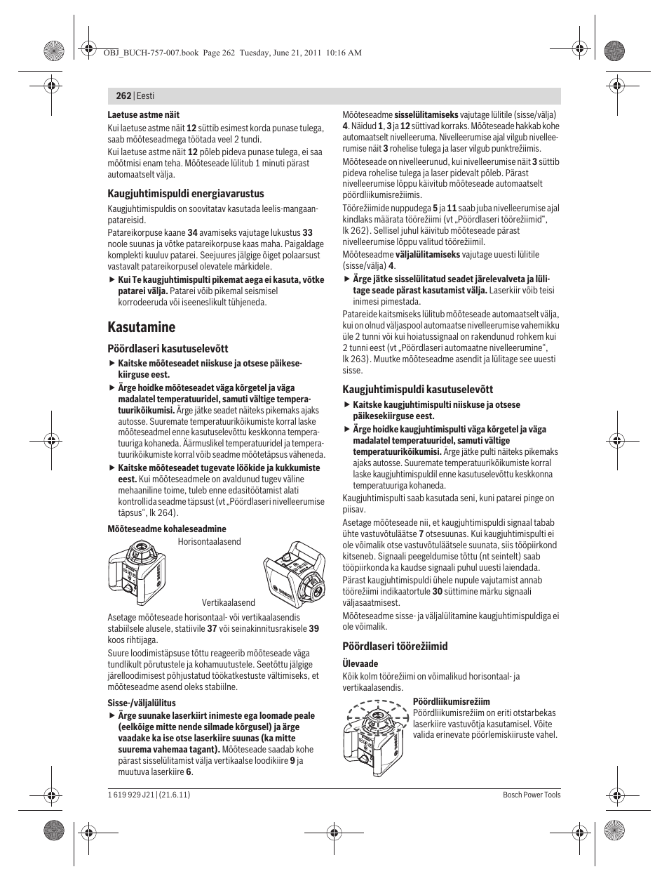 Kasutamine | Bosch GRL 300 HV Professional User Manual | Page 262 / 309