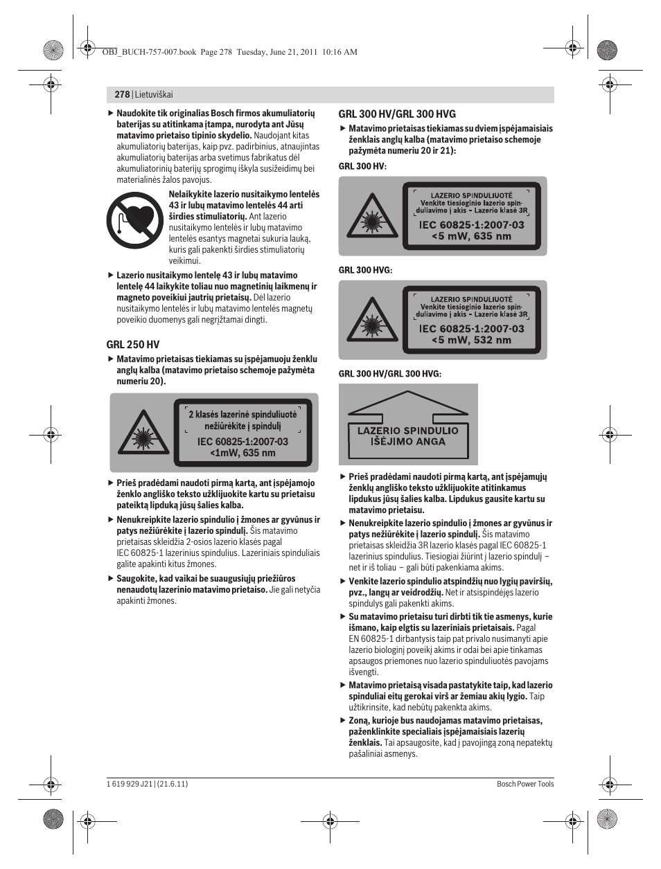 Bosch GRL 300 HV Professional User Manual | Page 278 / 309