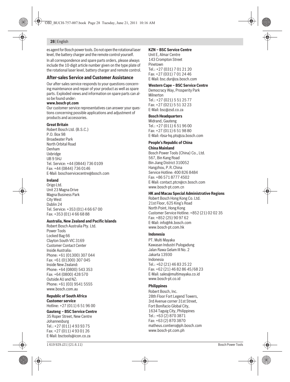 Bosch GRL 300 HV Professional User Manual | Page 28 / 309