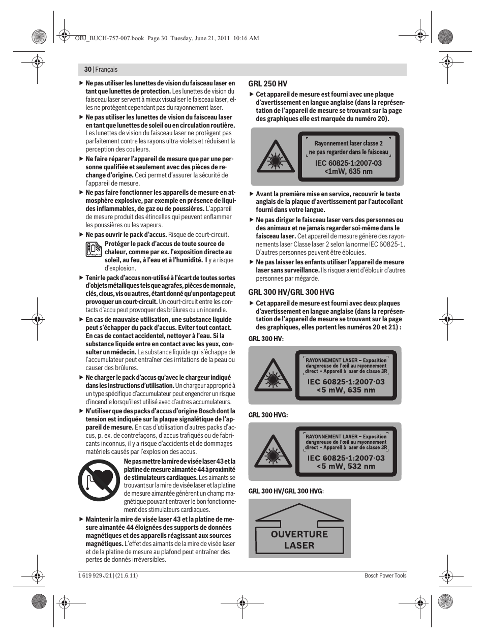 Bosch GRL 300 HV Professional User Manual | Page 30 / 309