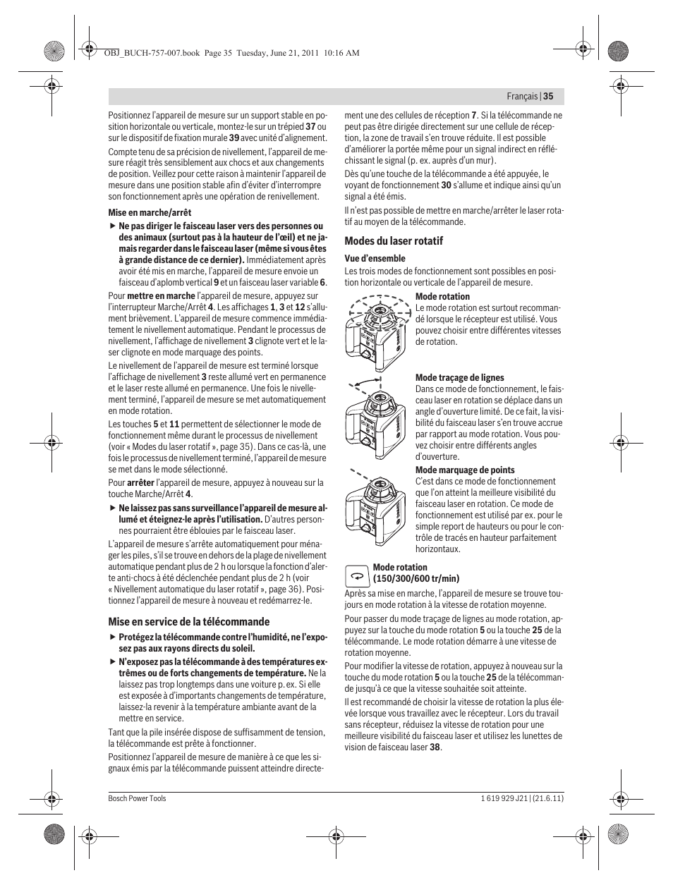 Bosch GRL 300 HV Professional User Manual | Page 35 / 309