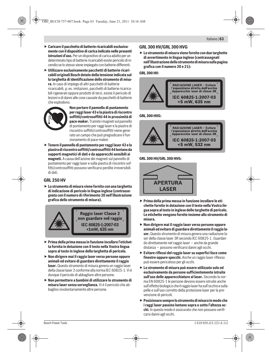 Bosch GRL 300 HV Professional User Manual | Page 63 / 309