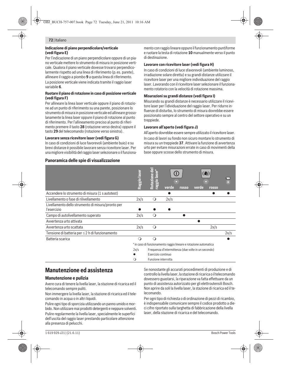 Manutenzione ed assistenza | Bosch GRL 300 HV Professional User Manual | Page 72 / 309