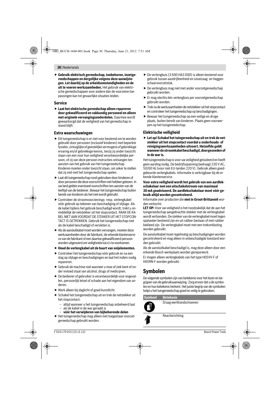 Symbolen | Bosch AMW 10 User Manual | Page 30 / 124