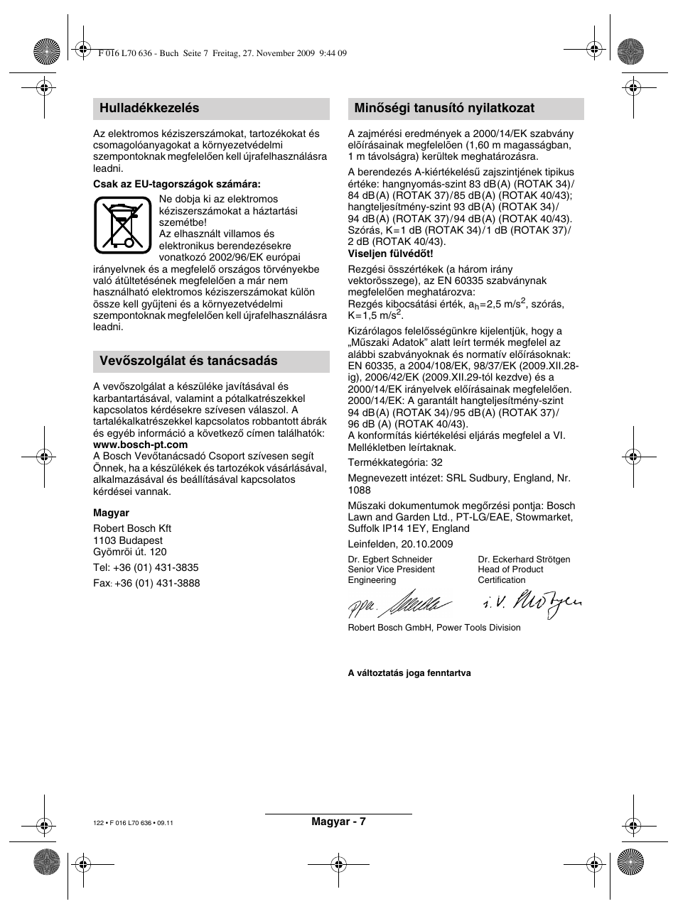 Bosch ROTAK 34 User Manual | Page 122 / 195