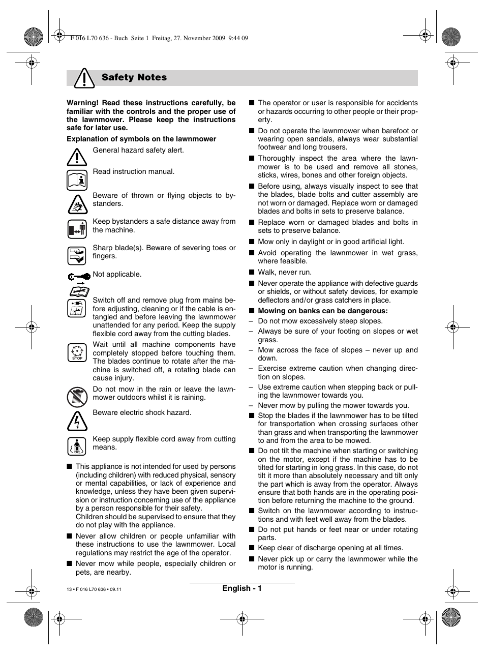 Bosch ROTAK 34 User Manual | Page 13 / 195