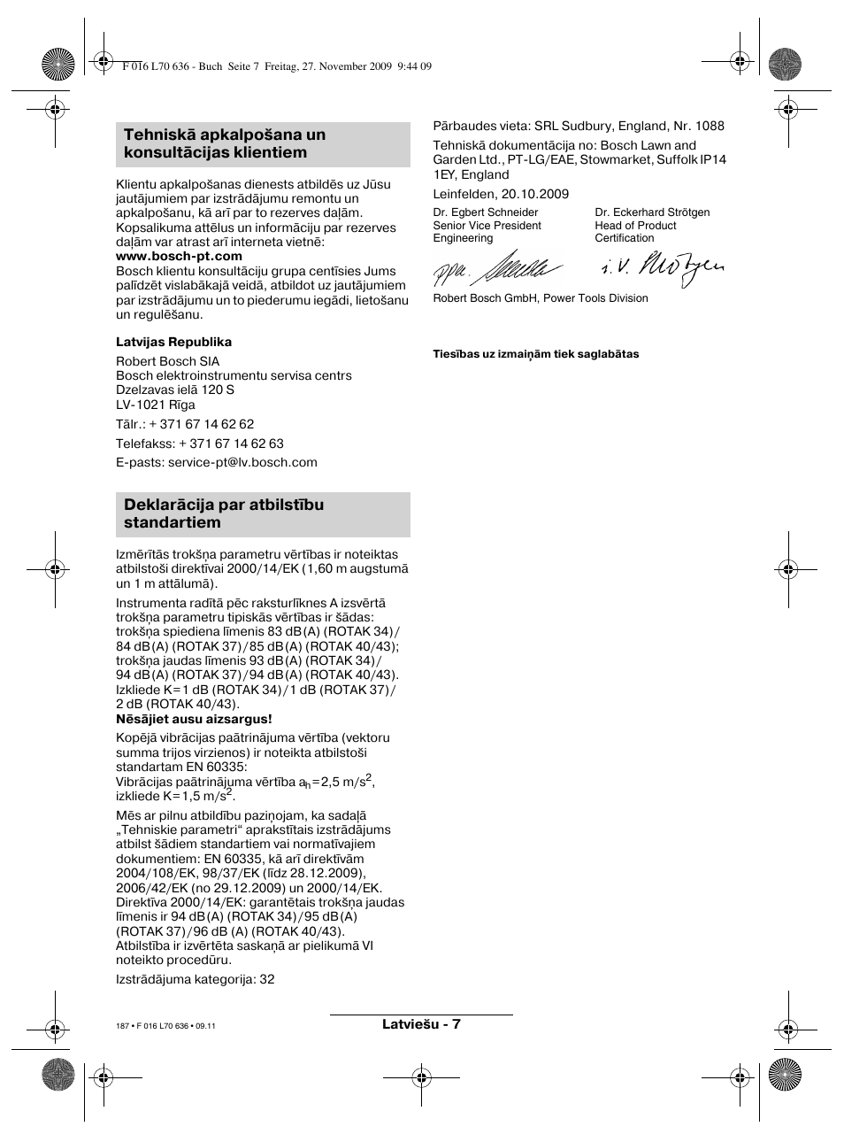 Bosch ROTAK 34 User Manual | Page 187 / 195