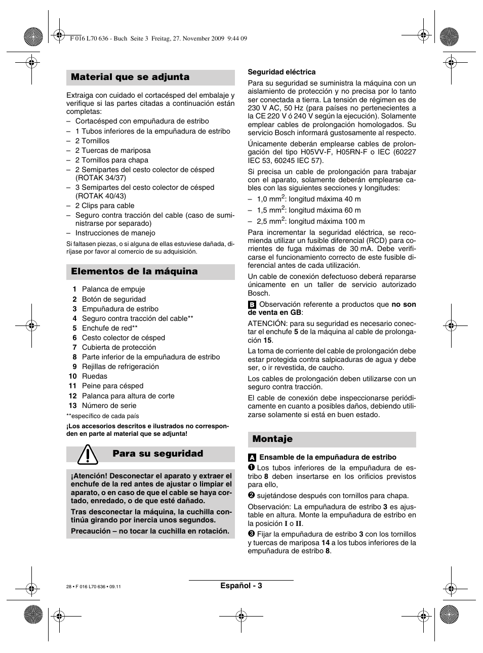 Montaje | Bosch ROTAK 34 User Manual | Page 28 / 195