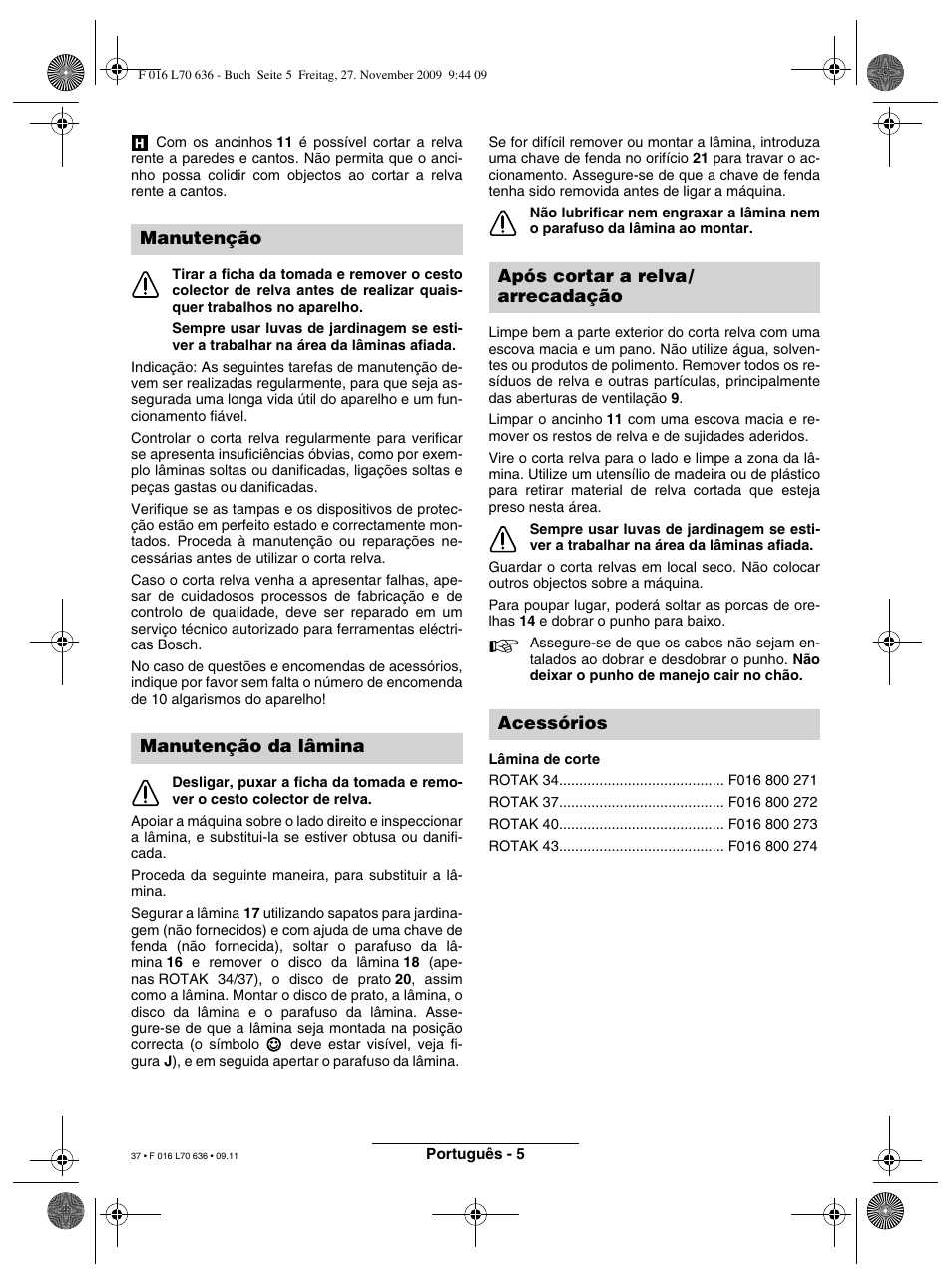 Bosch ROTAK 34 User Manual | Page 37 / 195