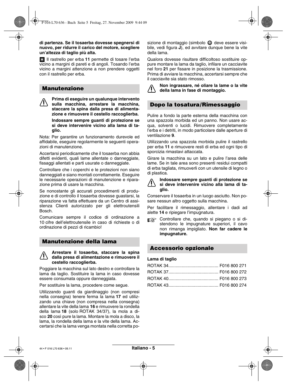 Bosch ROTAK 34 User Manual | Page 44 / 195