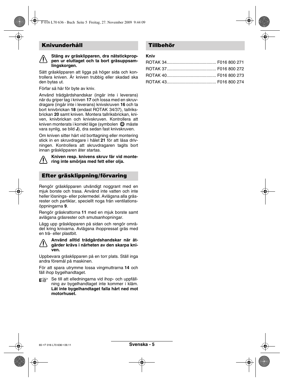 Bosch ROTAK 34 User Manual | Page 65 / 195