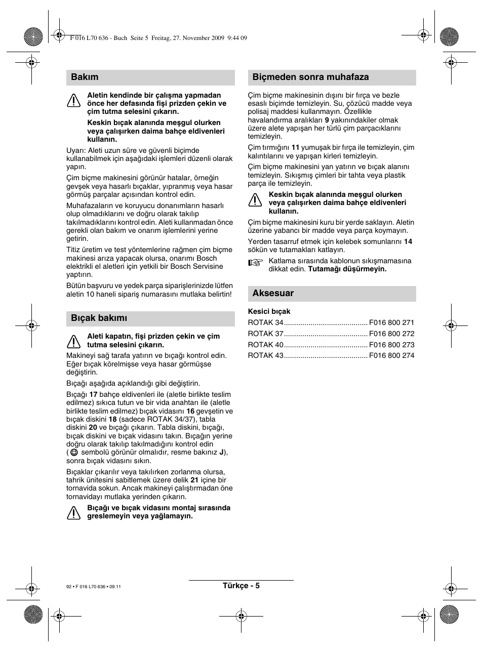 Bosch ROTAK 34 User Manual | Page 92 / 195