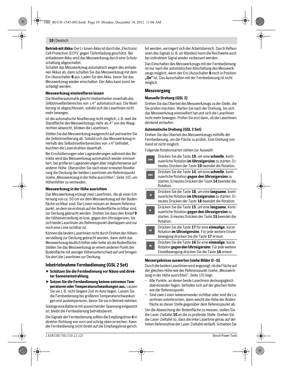 Bosch GSL 2 Professional User Manual | Page 10 / 184