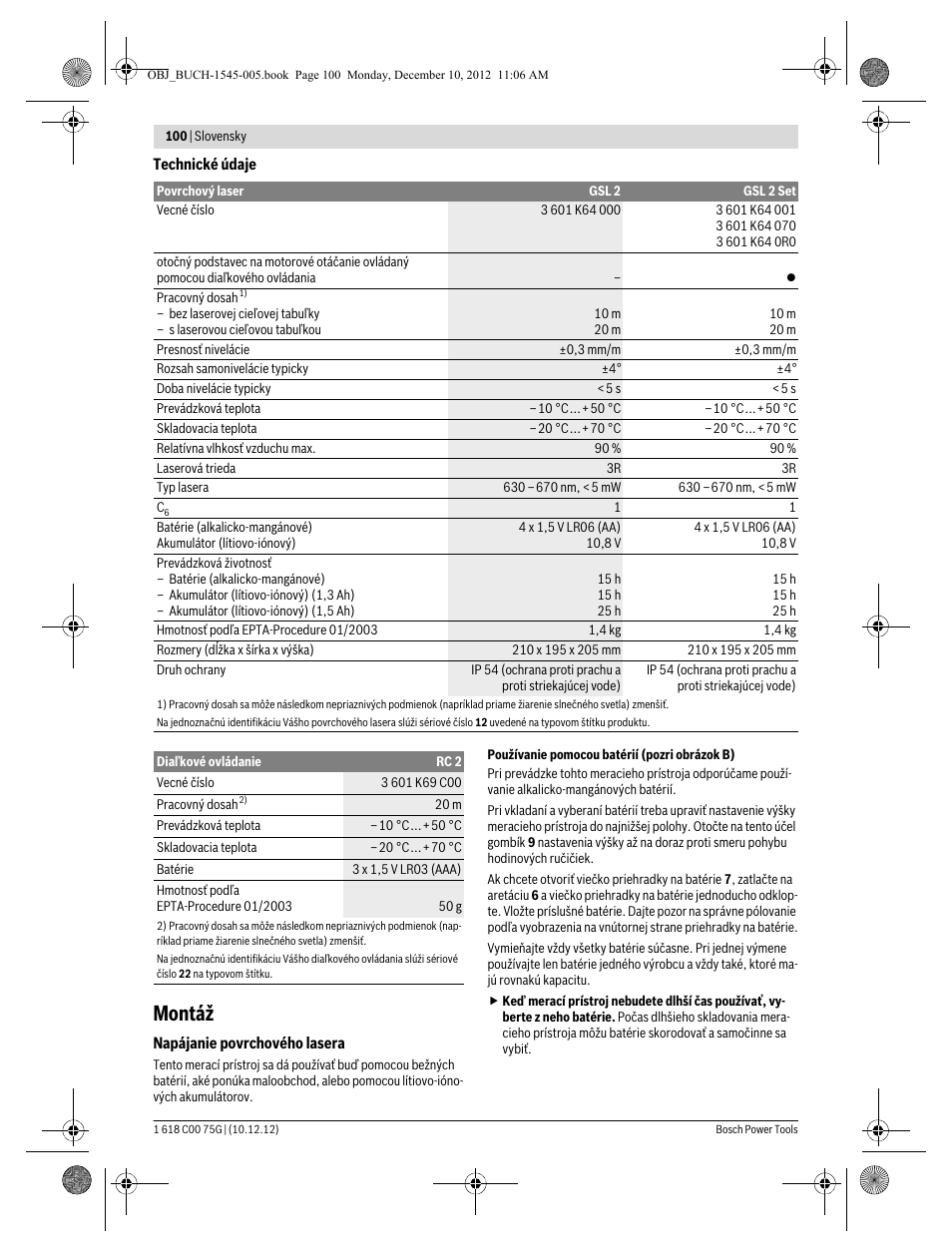 Montáž | Bosch GSL 2 Professional User Manual | Page 100 / 184