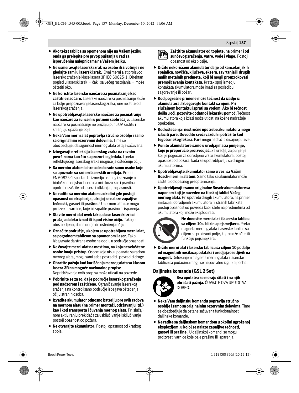 Bosch GSL 2 Professional User Manual | Page 137 / 184