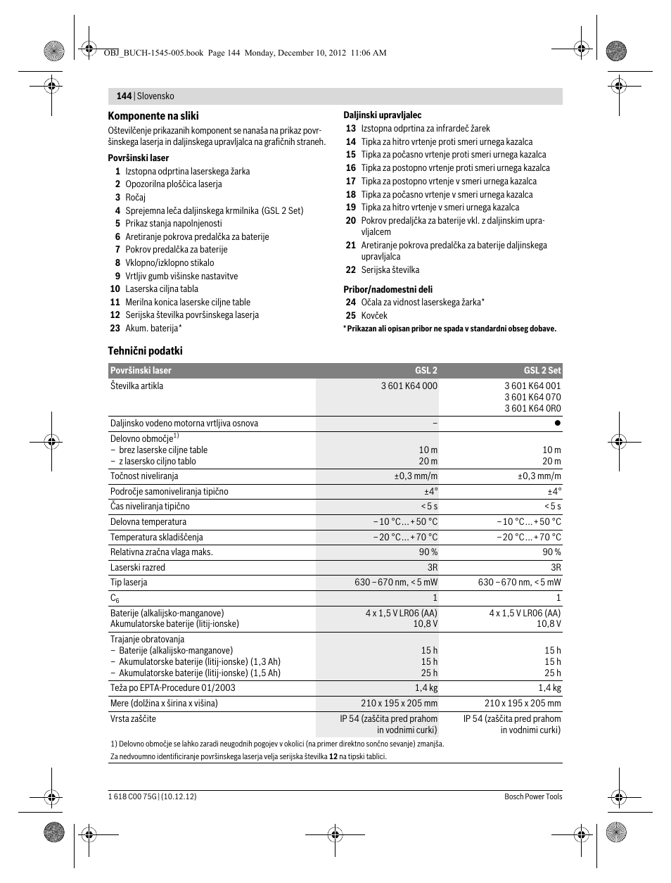 Bosch GSL 2 Professional User Manual | Page 144 / 184
