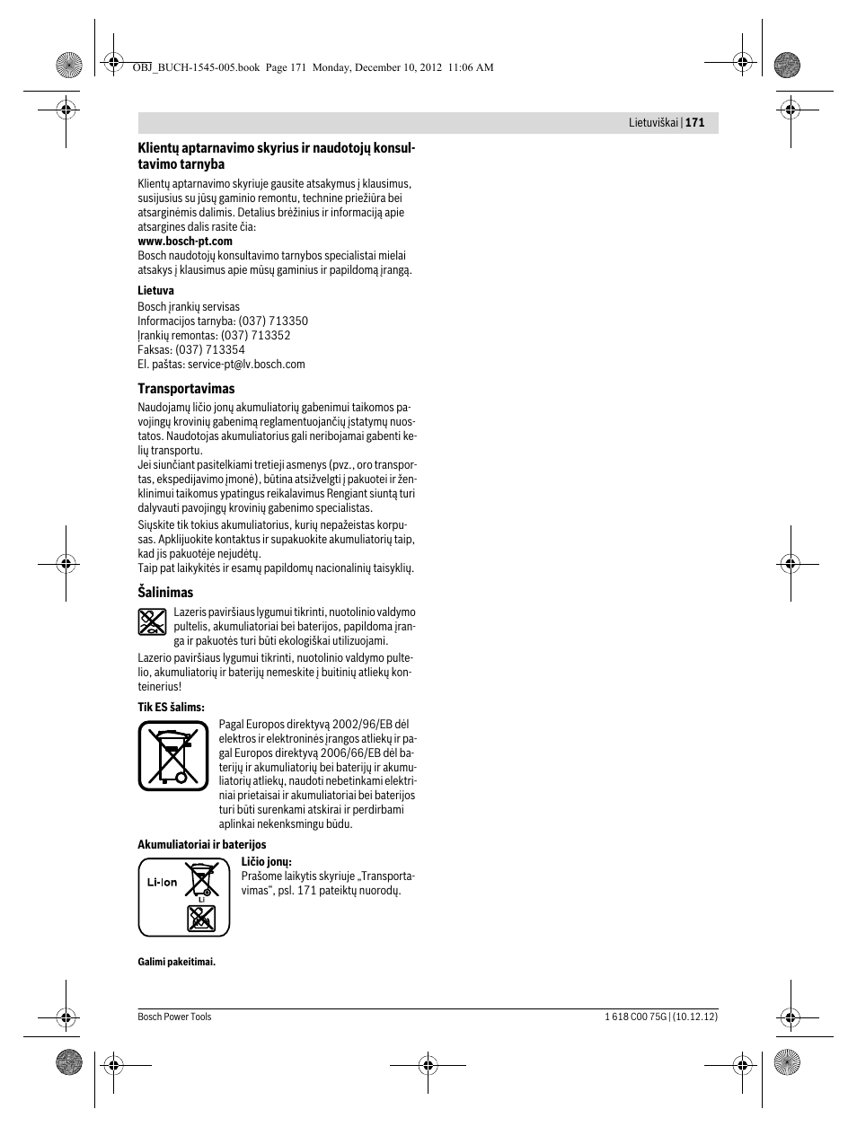 Bosch GSL 2 Professional User Manual | Page 171 / 184