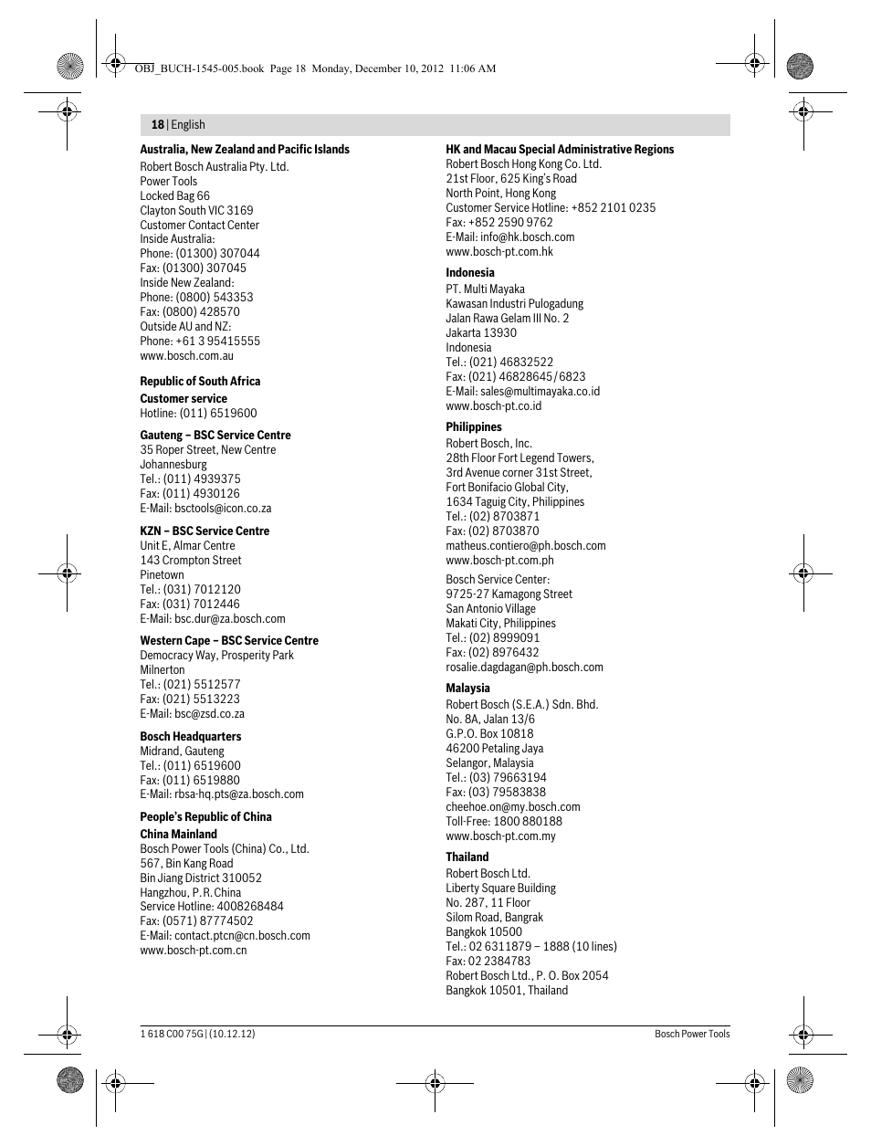 Bosch GSL 2 Professional User Manual | Page 18 / 184