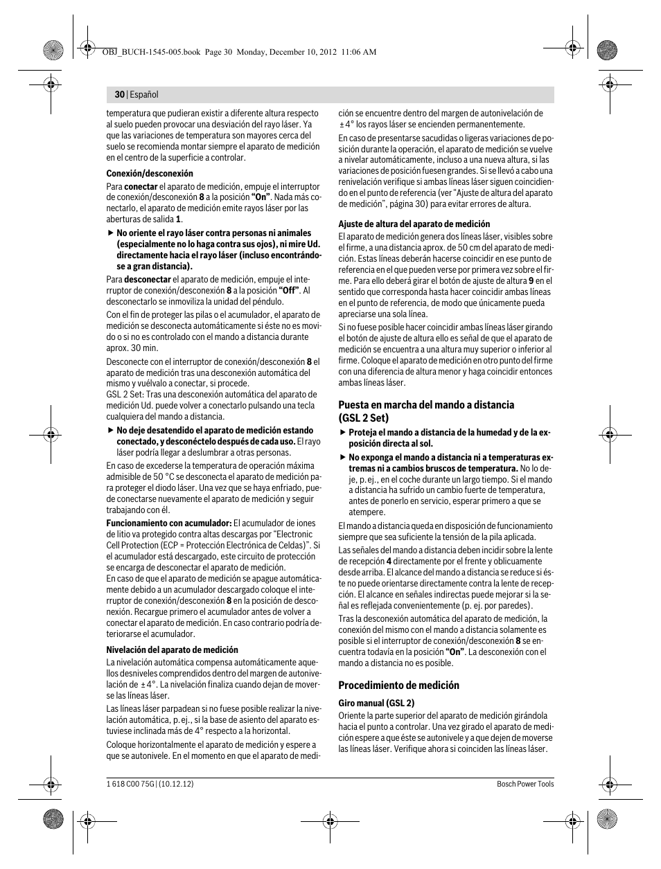 Bosch GSL 2 Professional User Manual | Page 30 / 184