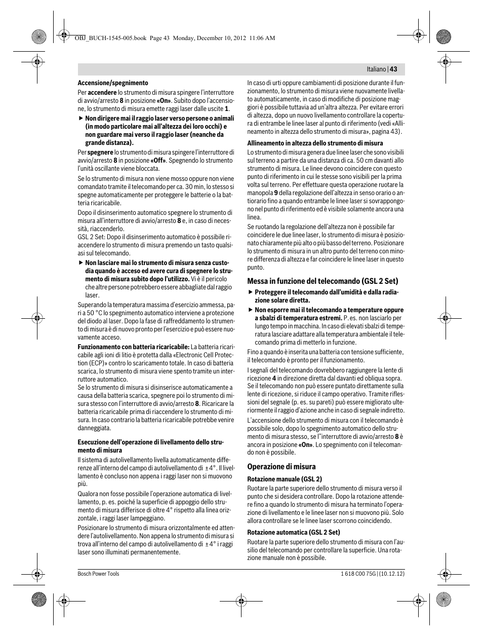 Bosch GSL 2 Professional User Manual | Page 43 / 184