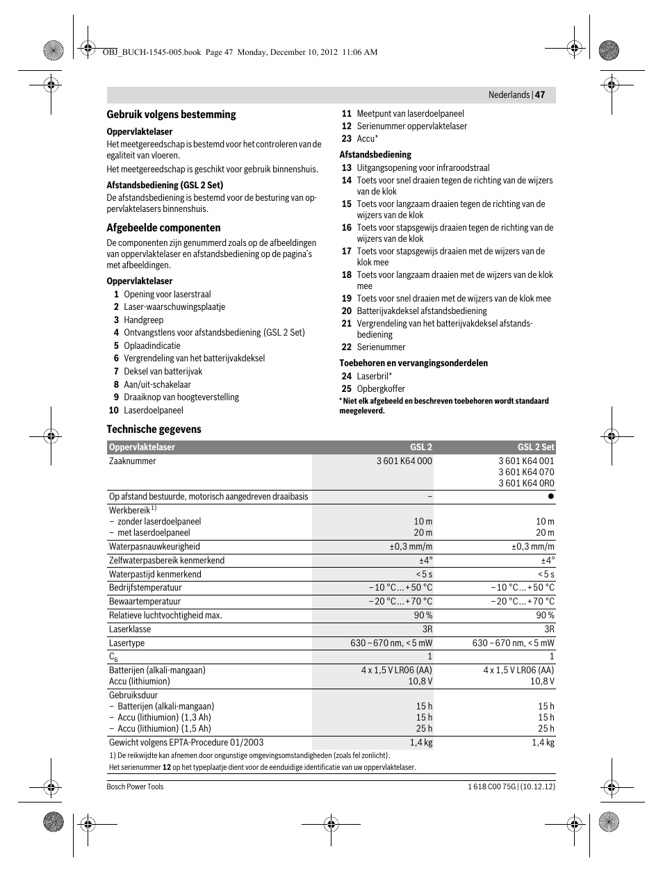 Bosch GSL 2 Professional User Manual | Page 47 / 184