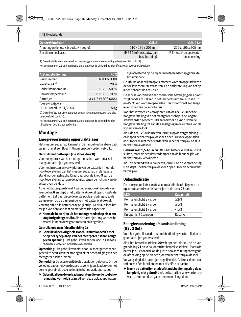 Montage | Bosch GSL 2 Professional User Manual | Page 48 / 184