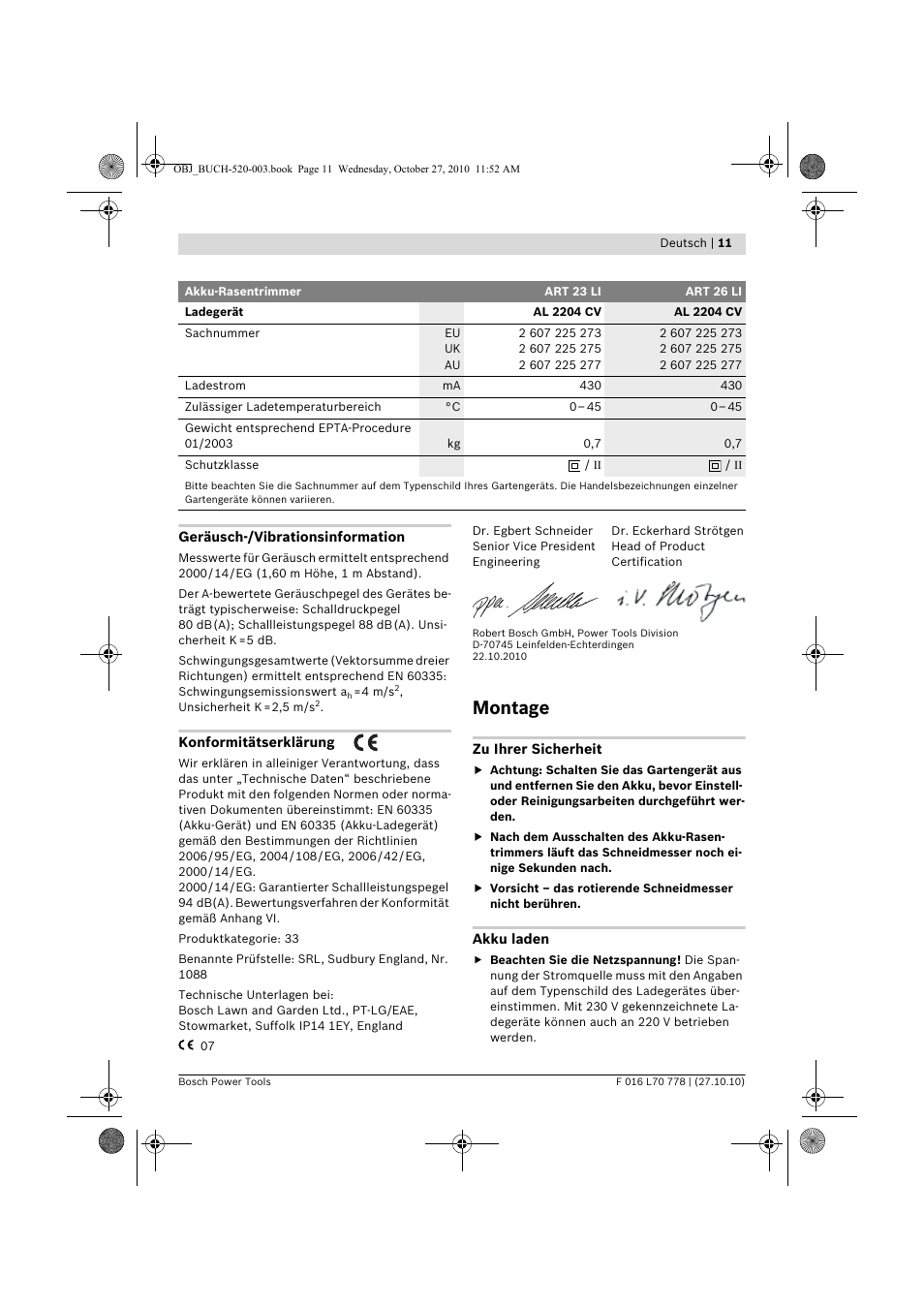 Montage | Bosch ART 23 LI User Manual | Page 11 / 297