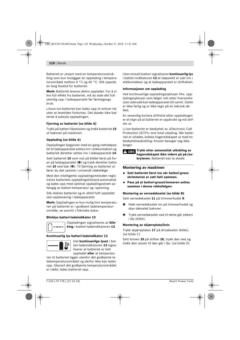 Bosch ART 23 LI User Manual | Page 110 / 297