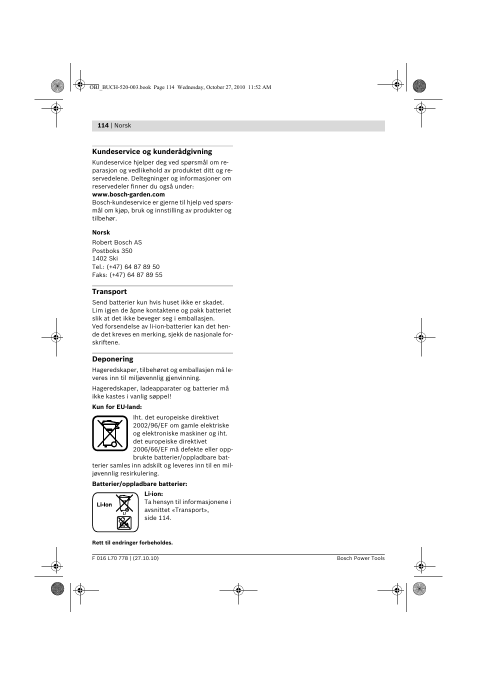 Bosch ART 23 LI User Manual | Page 114 / 297
