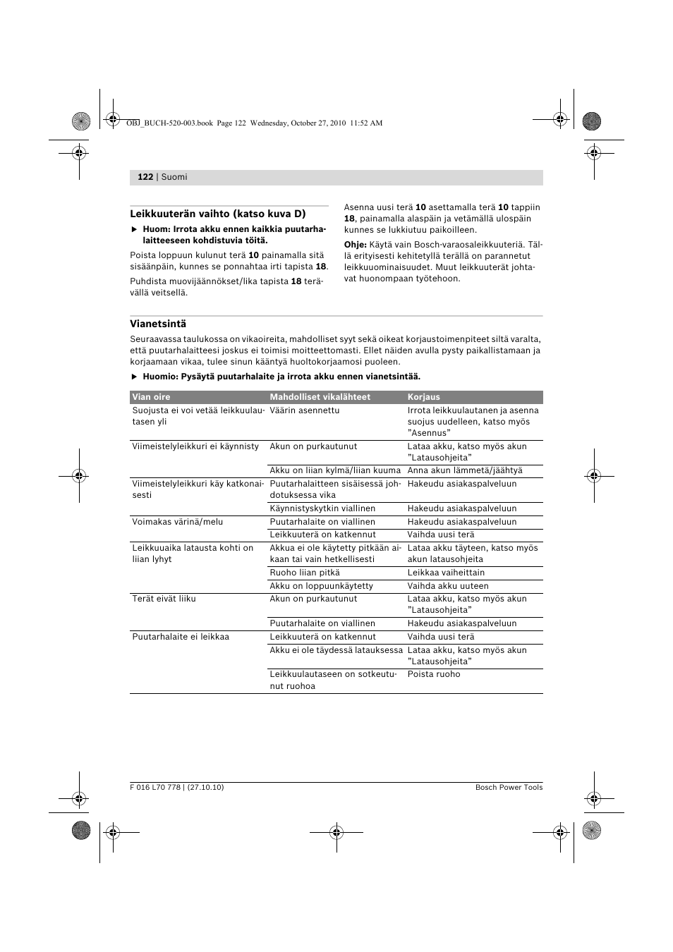 Bosch ART 23 LI User Manual | Page 122 / 297