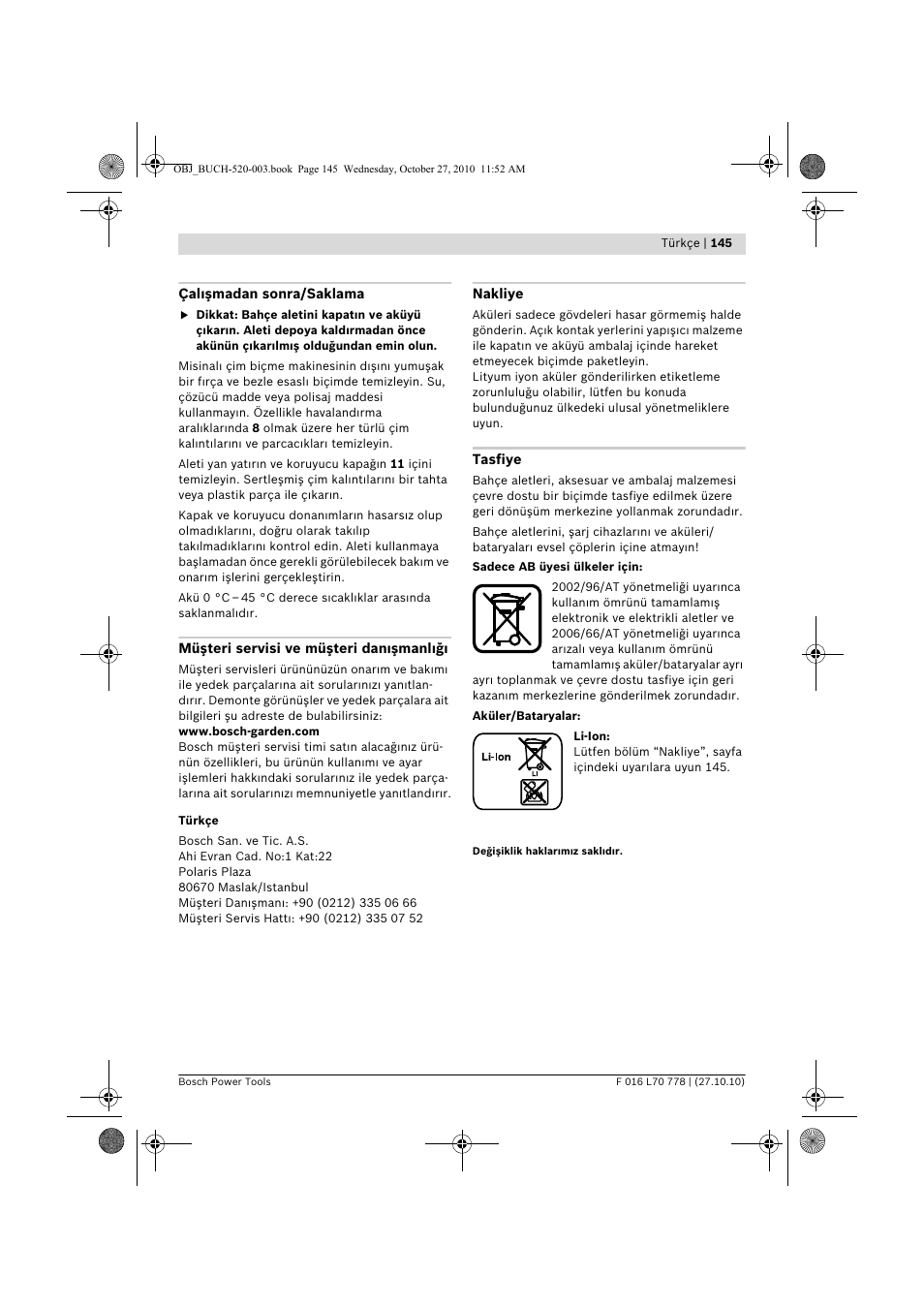 Bosch ART 23 LI User Manual | Page 145 / 297