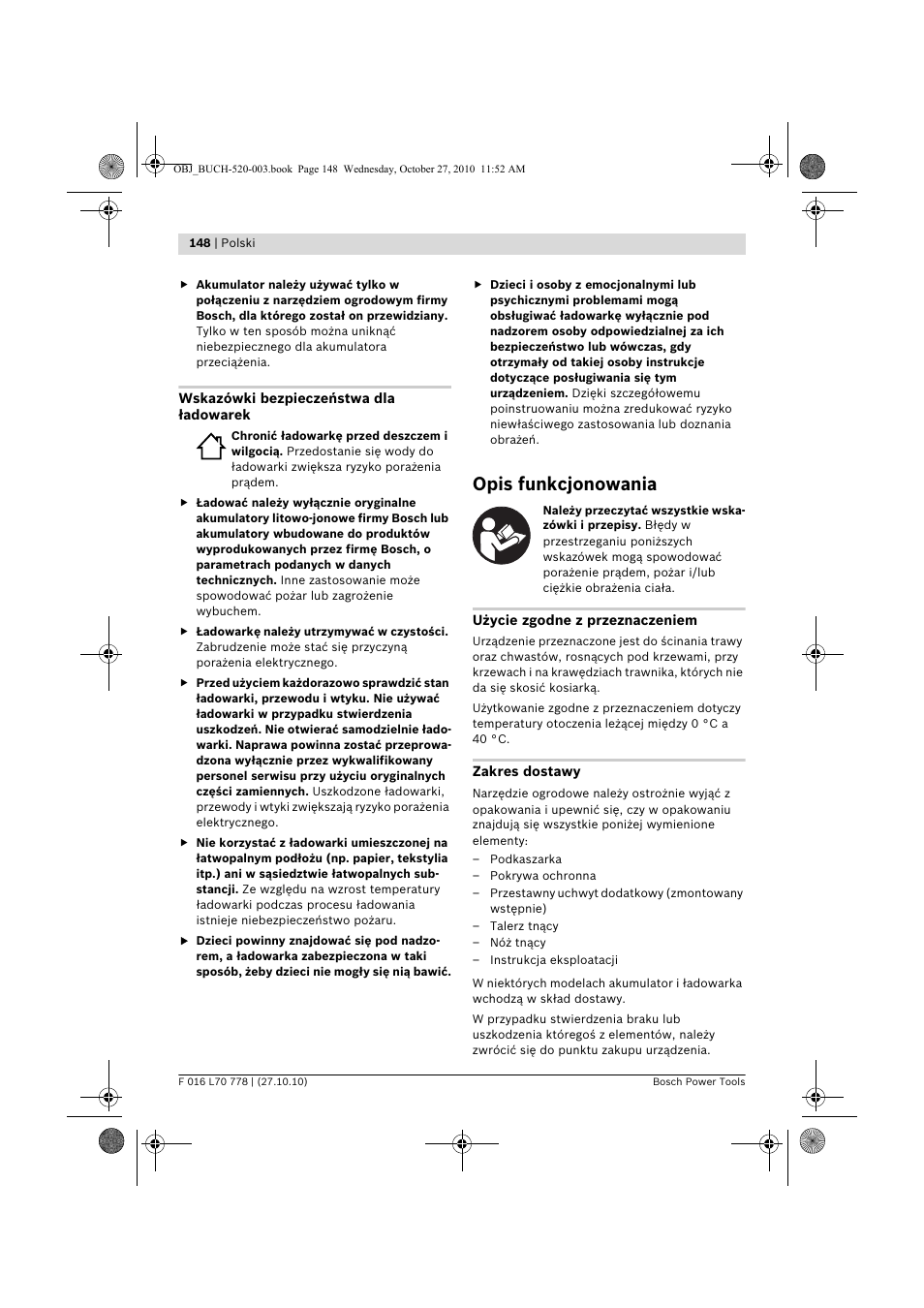 Opis funkcjonowania | Bosch ART 23 LI User Manual | Page 148 / 297