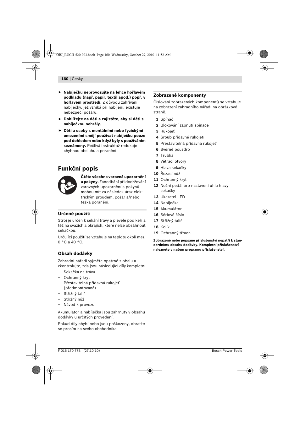 Funkční popis | Bosch ART 23 LI User Manual | Page 160 / 297