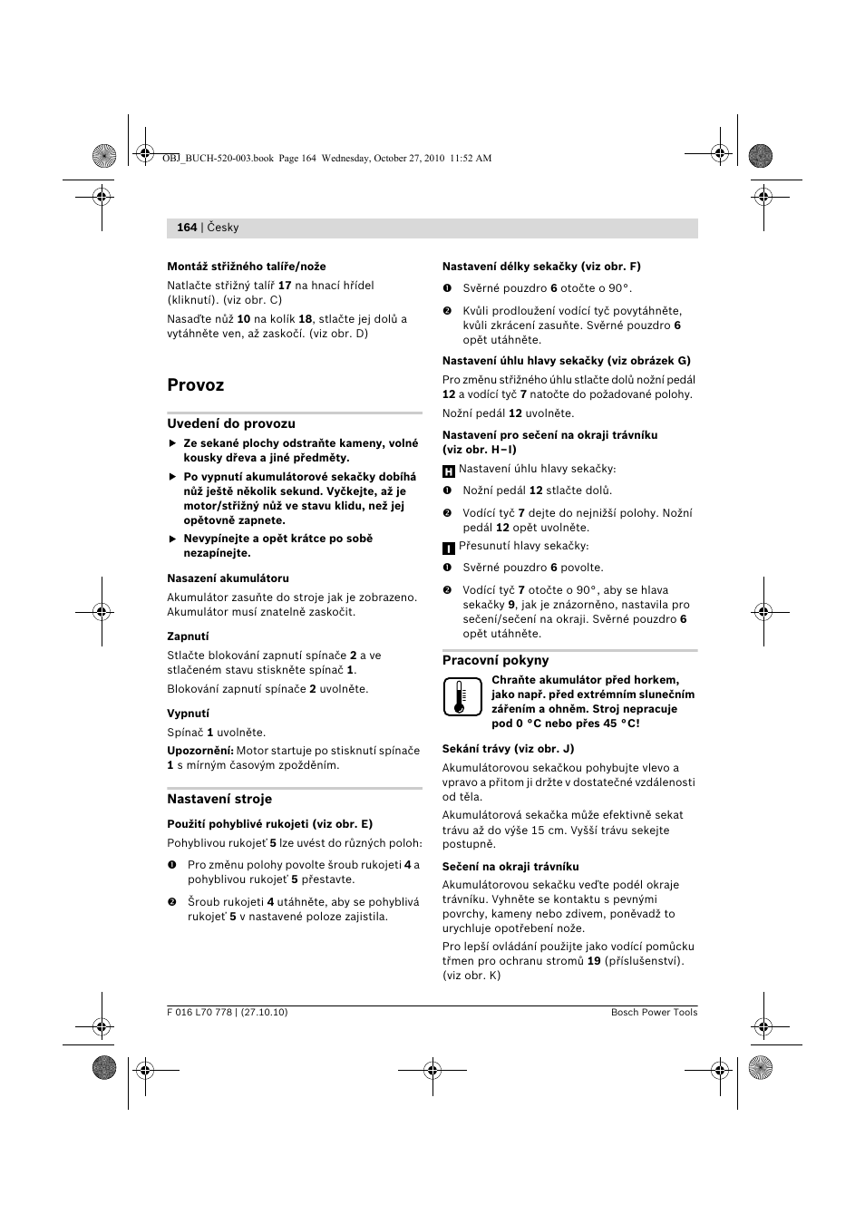 Provoz | Bosch ART 23 LI User Manual | Page 164 / 297