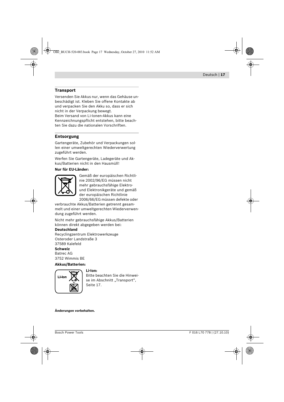 Bosch ART 23 LI User Manual | Page 17 / 297