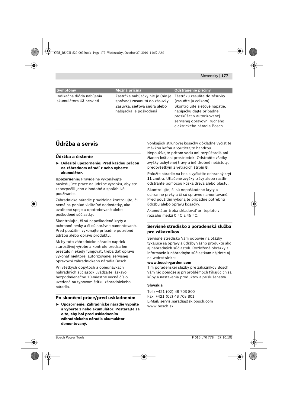 Údržba a servis | Bosch ART 23 LI User Manual | Page 177 / 297