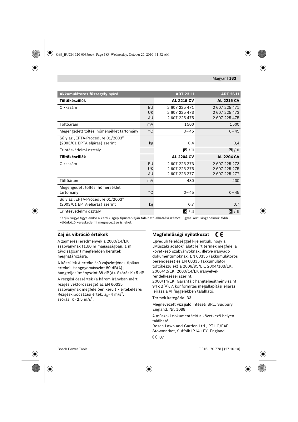 Bosch ART 23 LI User Manual | Page 183 / 297