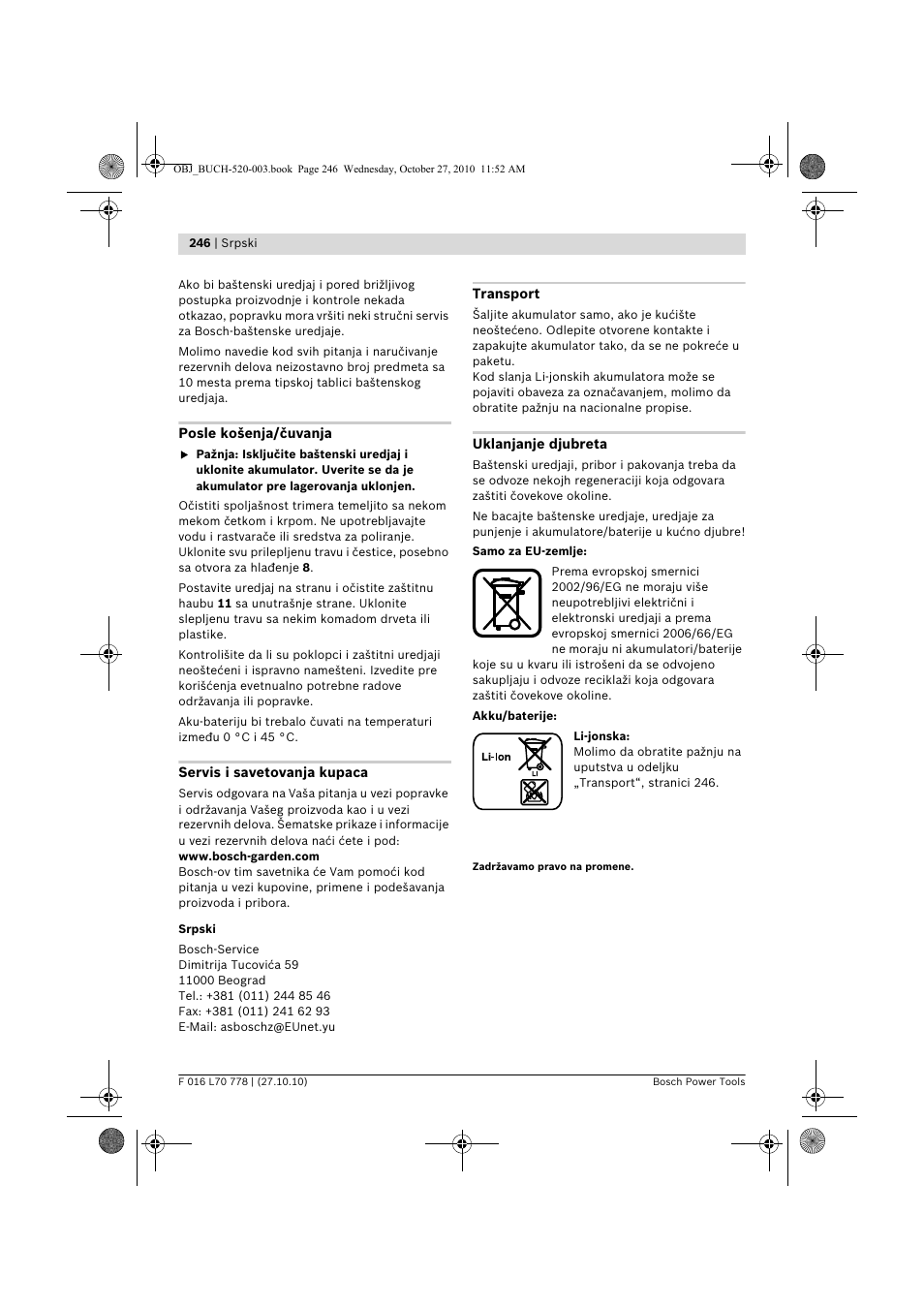 Bosch ART 23 LI User Manual | Page 246 / 297