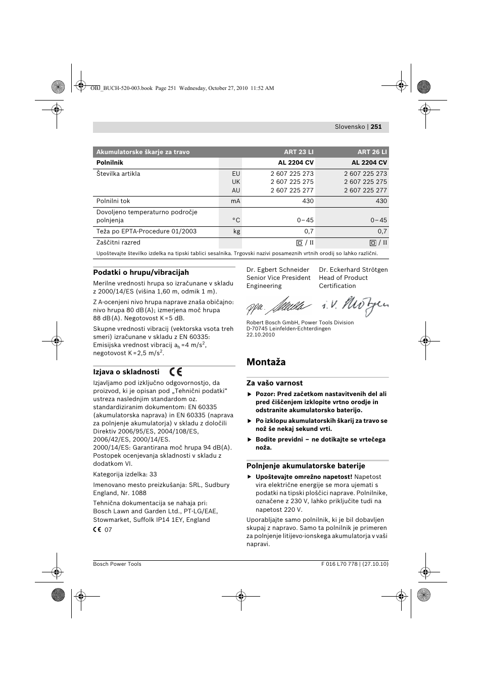 Montaža | Bosch ART 23 LI User Manual | Page 251 / 297