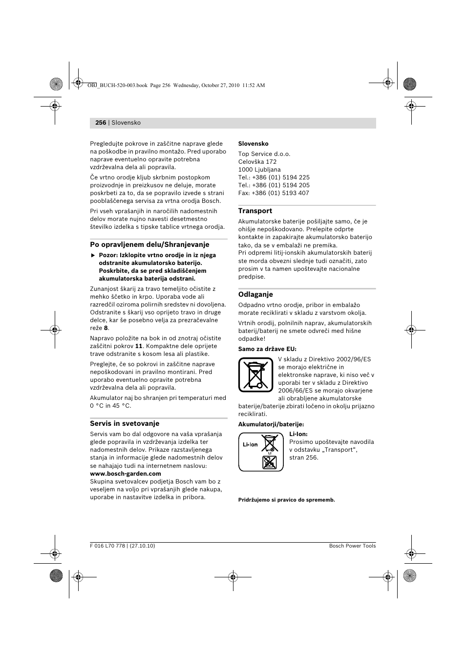 Bosch ART 23 LI User Manual | Page 256 / 297