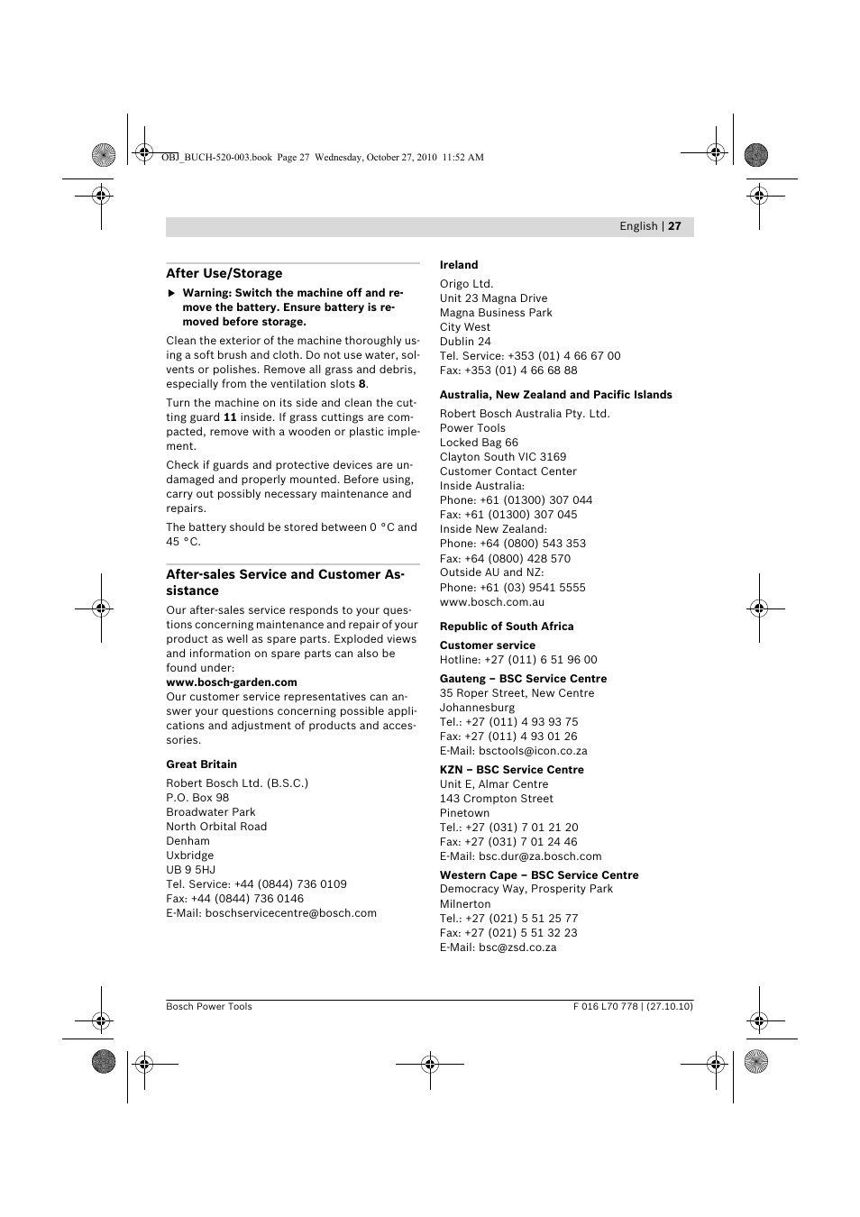 Bosch ART 23 LI User Manual | Page 27 / 297