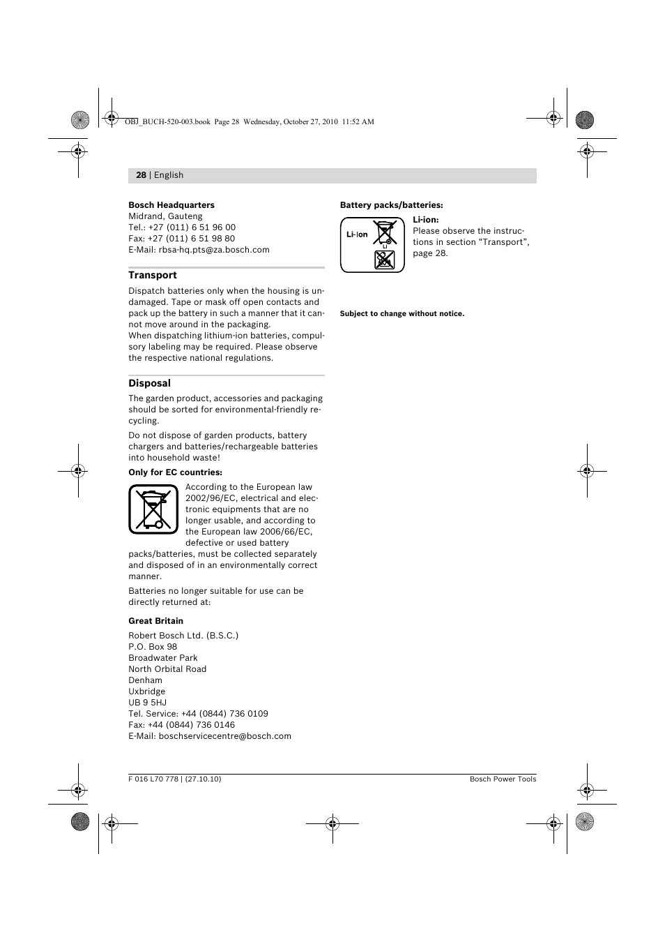 Bosch ART 23 LI User Manual | Page 28 / 297