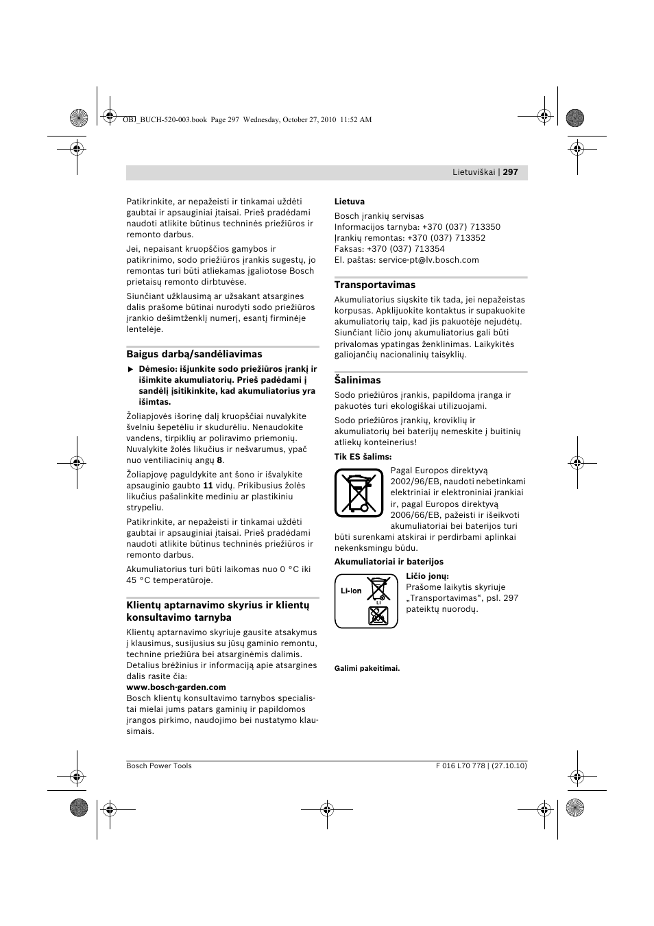 Bosch ART 23 LI User Manual | Page 297 / 297